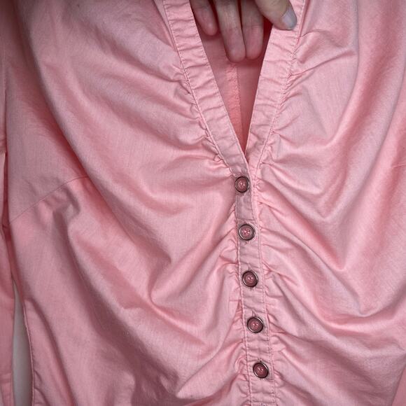 Y2K New York and Co pink button up office siren mean girls ruched size M - Picture 4 of 9